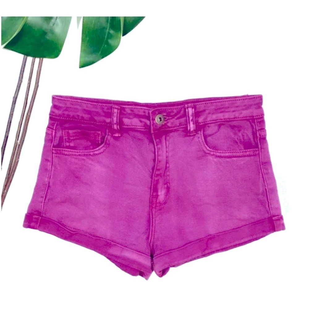 Forever 21 colored denim shorts in the shade orchid